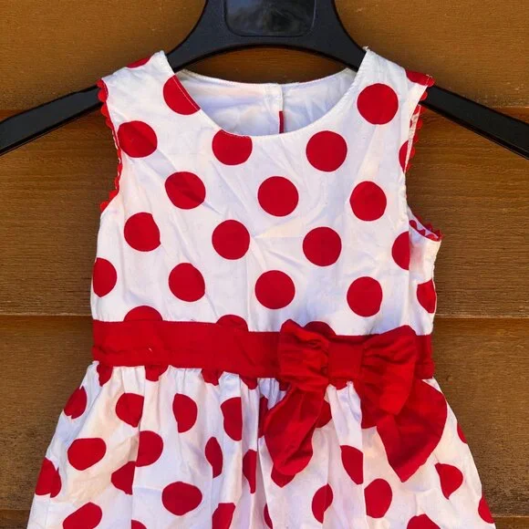 Disney Parks Minnie Mouse Polka Dot Dress Girls Size S Red & White - Picture 5 of 9